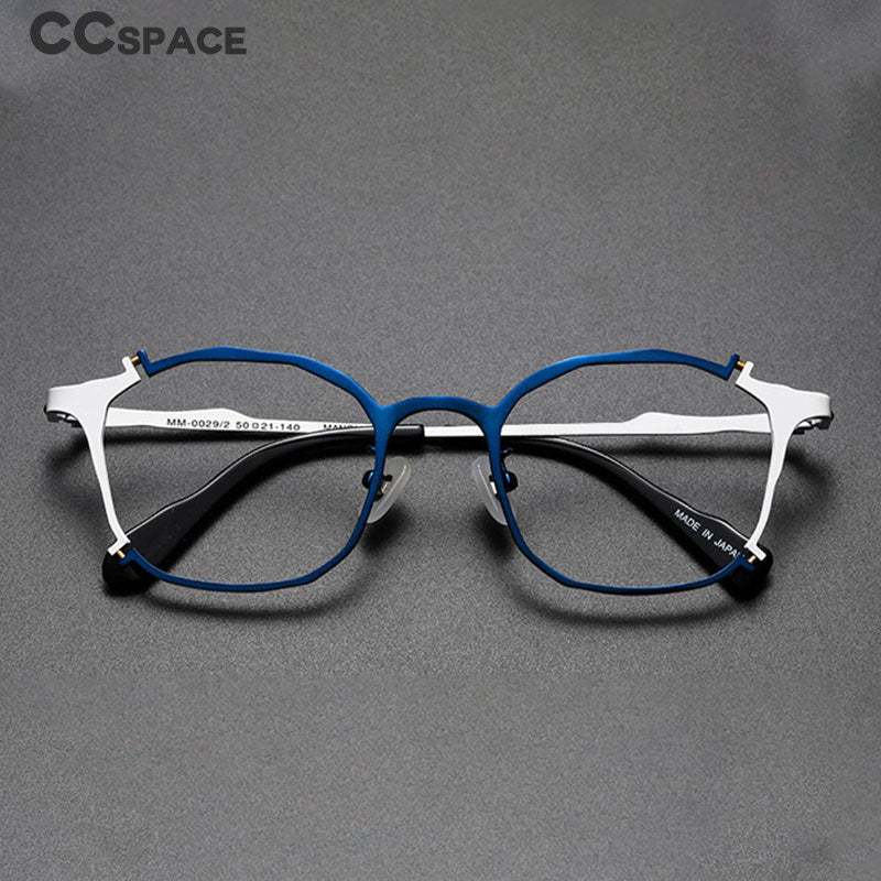 CCspace Unisex Full Rim Irregular Square Titanium Rivet Eyeglasses 54535 Full Rim CCspace