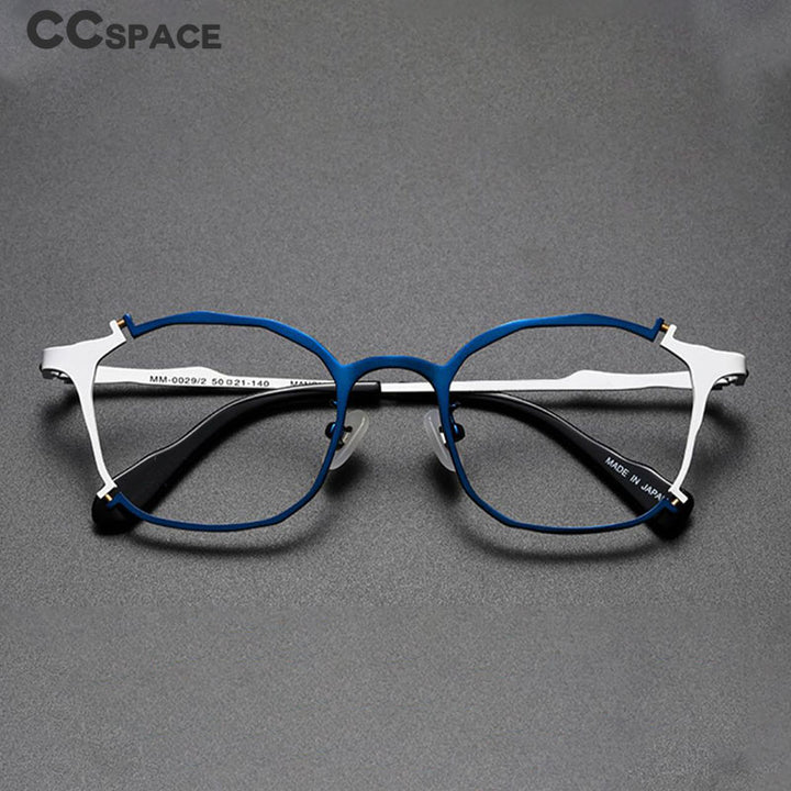 CCspace Unisex Full Rim Irregular Square Titanium Rivet Eyeglasses 54535 Full Rim CCspace
