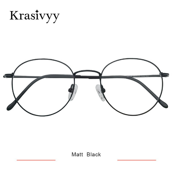 Krasivyy Women's Full Rim Round Titanium Eyeglasses Kr8406 Full Rim Krasivyy Matt Black CN 