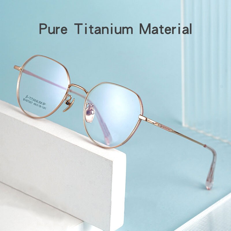 Yimaruili Unisex Full Rim Polygon Titanium Eyeglasses BV87007 Full Rim Yimaruili Eyeglasses