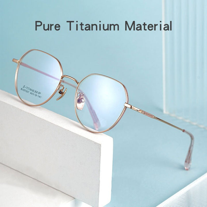 Yimaruili Unisex Full Rim Polygon Titanium Eyeglasses BV87007 Full Rim Yimaruili Eyeglasses