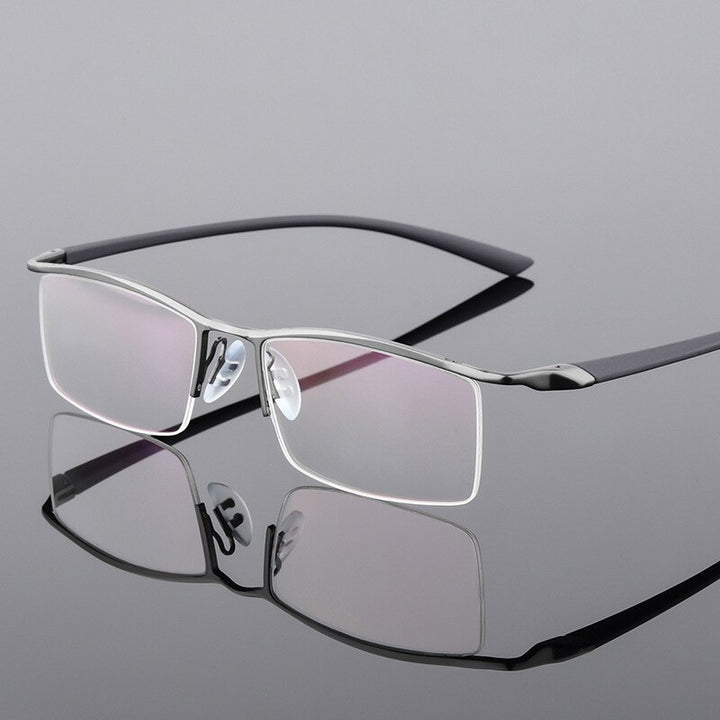 Hdcrafter Men's Semi Rim Square Titanium Eyeglasses P8190 Semi Rim Hdcrafter Eyeglasses