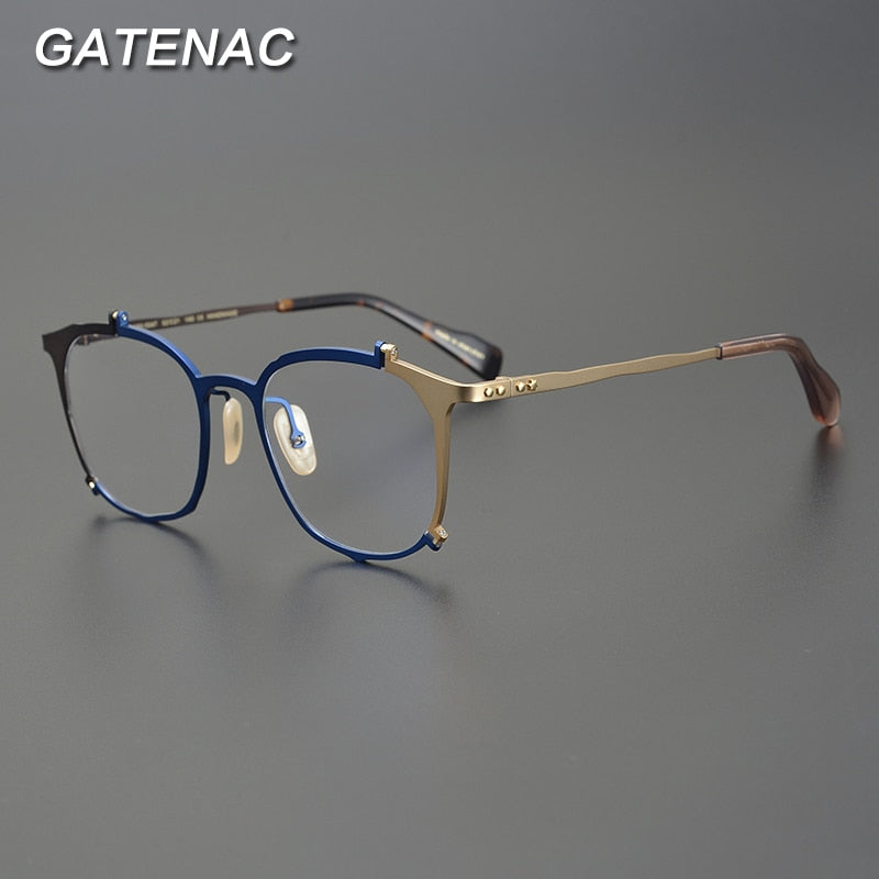 Gatenac Unisex Full Rim Irregular Square Titanium Eyeglasses Gxyj867 Full Rim Gatenac