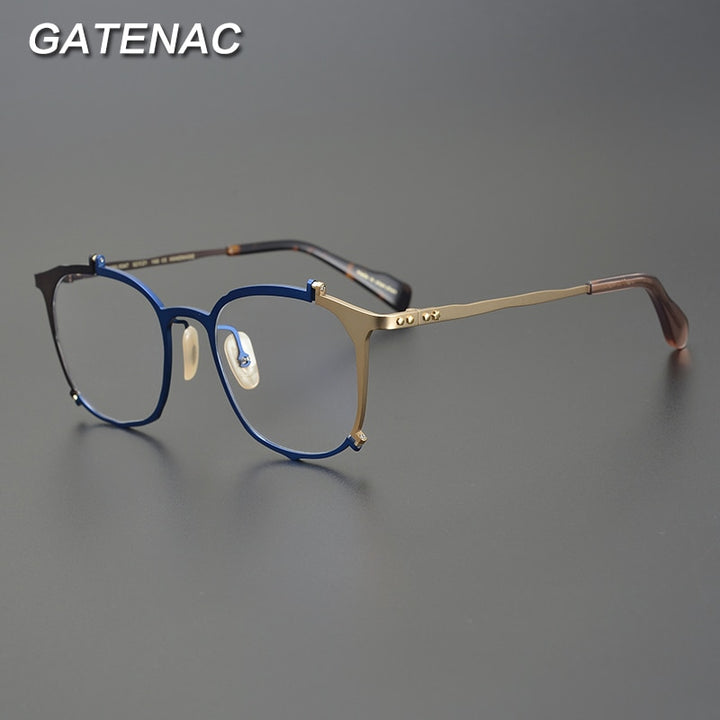 Gatenac Unisex Full Rim Irregular Square Titanium Eyeglasses Gxyj867 Full Rim Gatenac