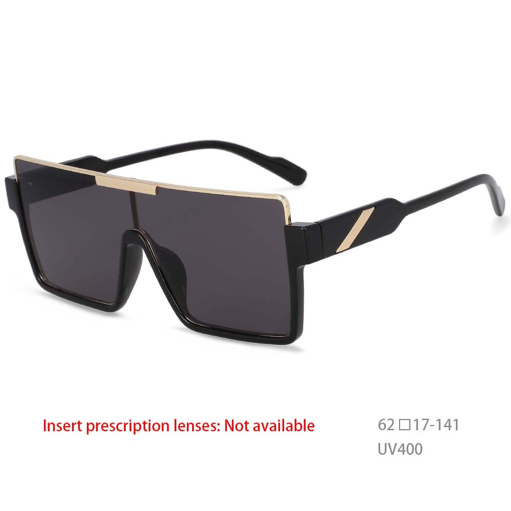 CCspace Unisex Oversized Square One Lens Goggle Resin Frame Sunglasses 53820 Sunglasses CCspace Sunglasses Black China 53820