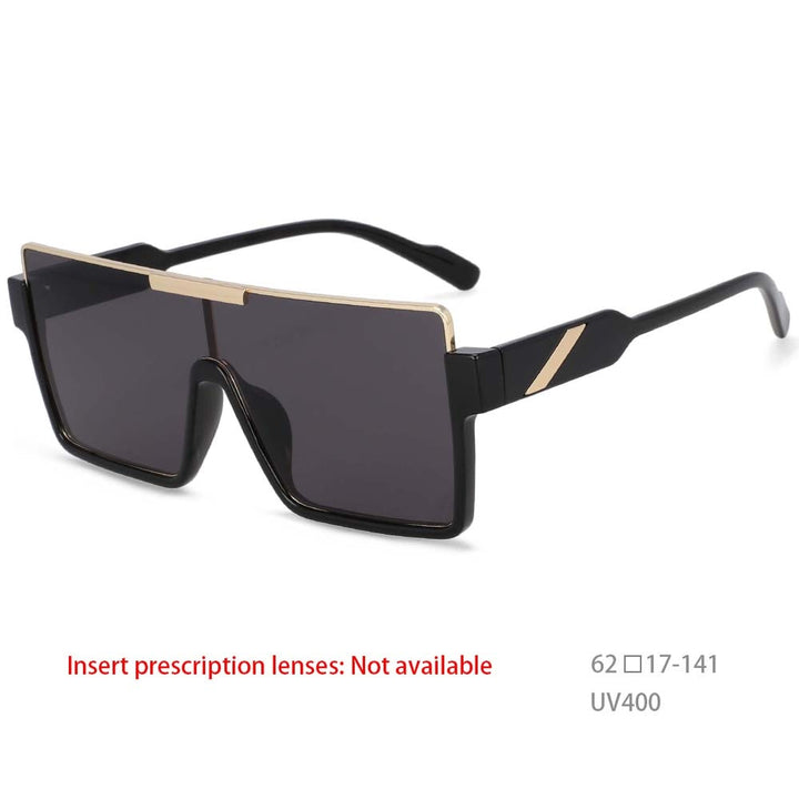 CCspace Unisex Oversized Square One Lens Goggle Resin Frame Sunglasses 53820 Sunglasses CCspace Sunglasses Black China 53820