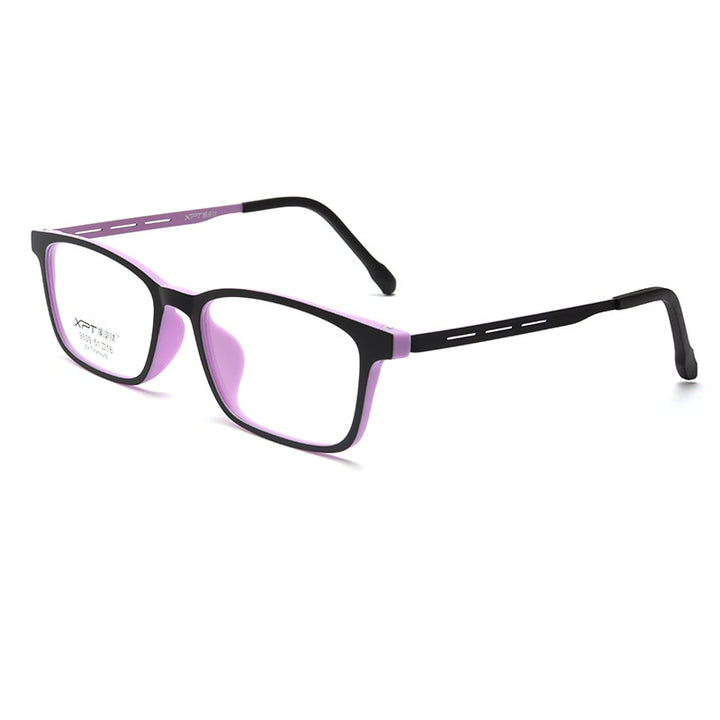Yimaruili Unisex Full Rim Small Square Tr 90 Rubber Titanium Eyeglasses 9839XP Full Rim Yimaruili Eyeglasses Black Purple