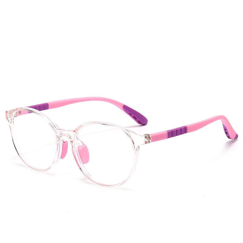 CCspace Unisex Youth Full Rim Round Silicone Eyeglasses 54668 Full Rim CCspace Pink purple China