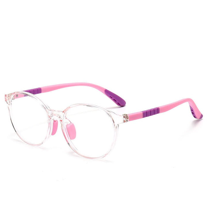 CCspace Unisex Youth Full Rim Round Silicone Eyeglasses 54668 Full Rim CCspace Pink purple China