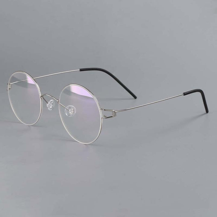 CCspace Unisex Full Rim Round Titanium Alloy Screwless Eyeglasses 54710 Full Rim CCspace China Silver