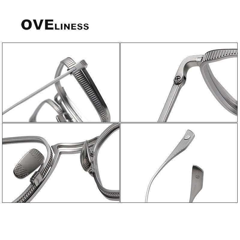 Oveliness Unisex Full Rim Square Double Bridge Titanium Eyeglasses Dlx125 Full Rim Oveliness