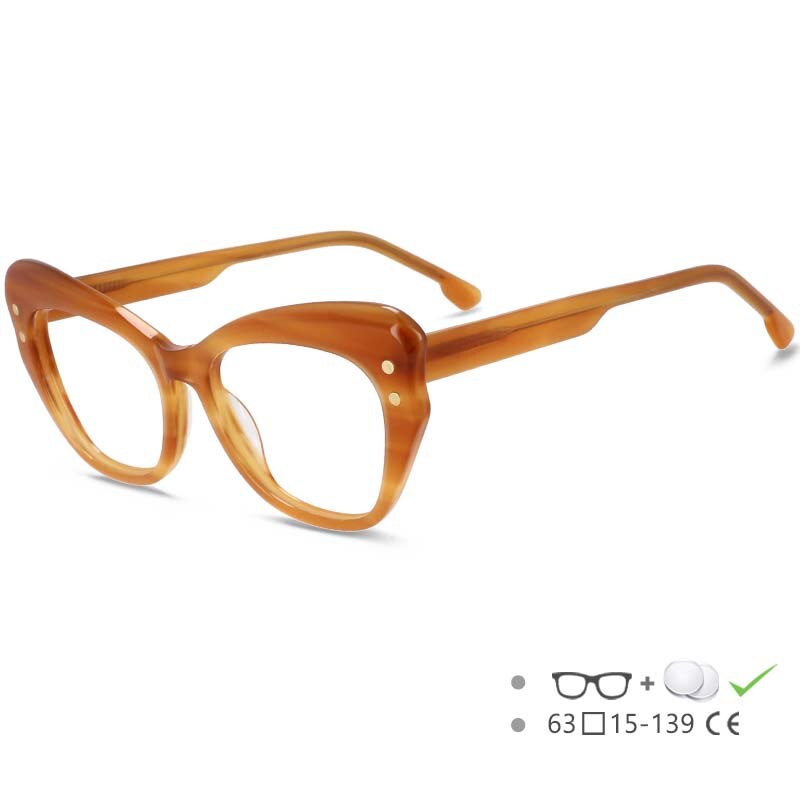 CCspace Women's Full Rim Butterfly Cat Eye Acetate Eyeglasses 53174 Full Rim CCspace Tea China
