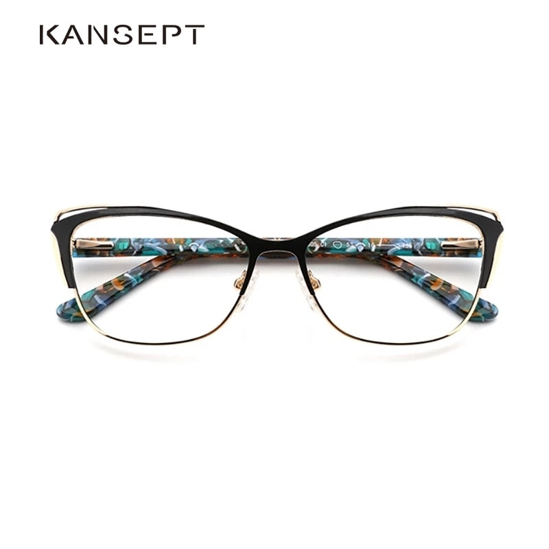 Kansept Women's Full Rim Cat Eye Stainless Steel Acetate Reading Glasses 8805 Reading Glasses Kansept   