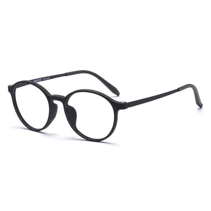 CCspace Unisex Full Rim Round Tr 90 Titanium Eyeglasses 55257 Full Rim CCspace Black China
