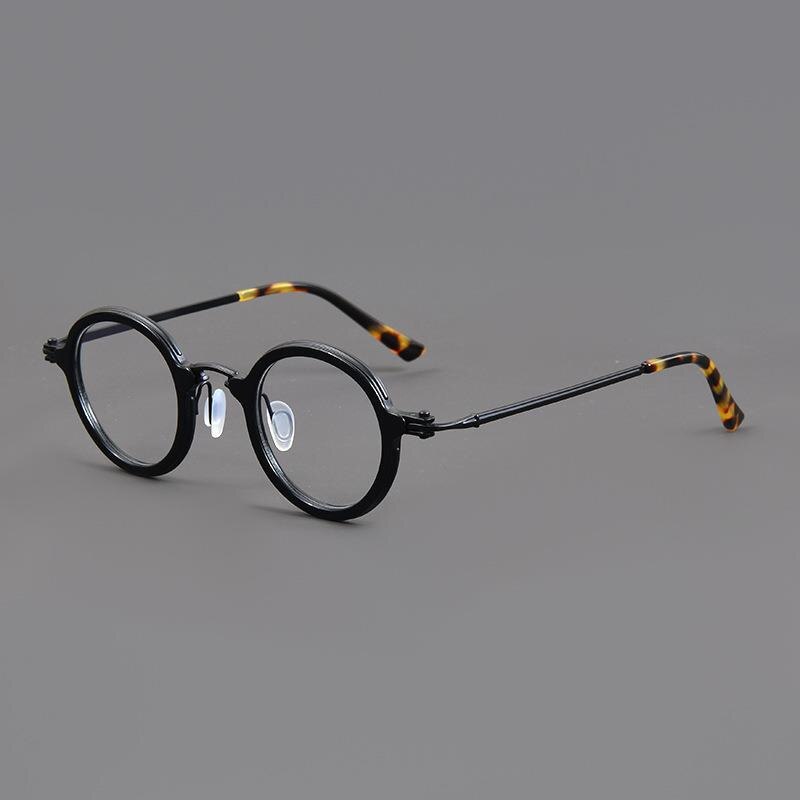 Gatenac Unisex Full Rim Small Irregular Round Acetate Eyeglasses Gxyj881 Full Rim Gatenac Black