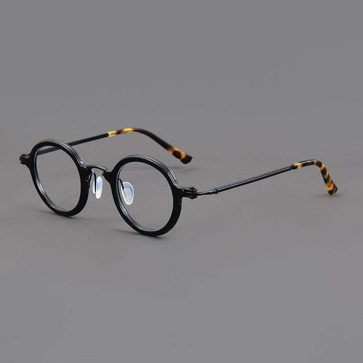 Gatenac Unisex Full Rim Small Irregular Round Acetate Eyeglasses Gxyj881 Full Rim Gatenac Black
