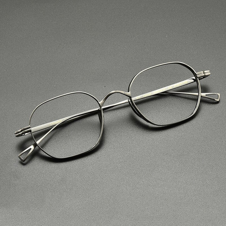Gatenac Unisex Full Rim Polygon Square Titanium Eyeglasses Gxyj914 Full Rim Gatenac Gun