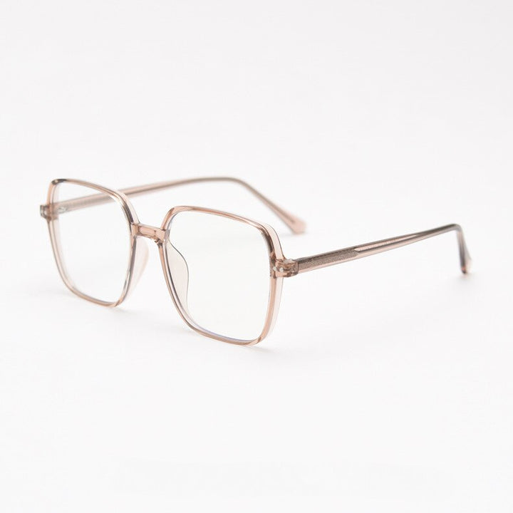 CCspace Unisex Full Rim Irregular Square Tr 90 Titanium Eyeglasses 55459 Full Rim CCspace CoffeeC3 China