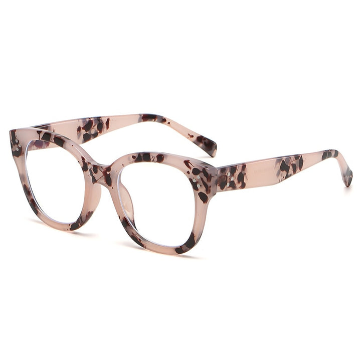 CCspace Unisex Full Rim Square Acetate Alloy Rivet Frame Eyeglasses 54152 Full Rim CCspace C2 amber