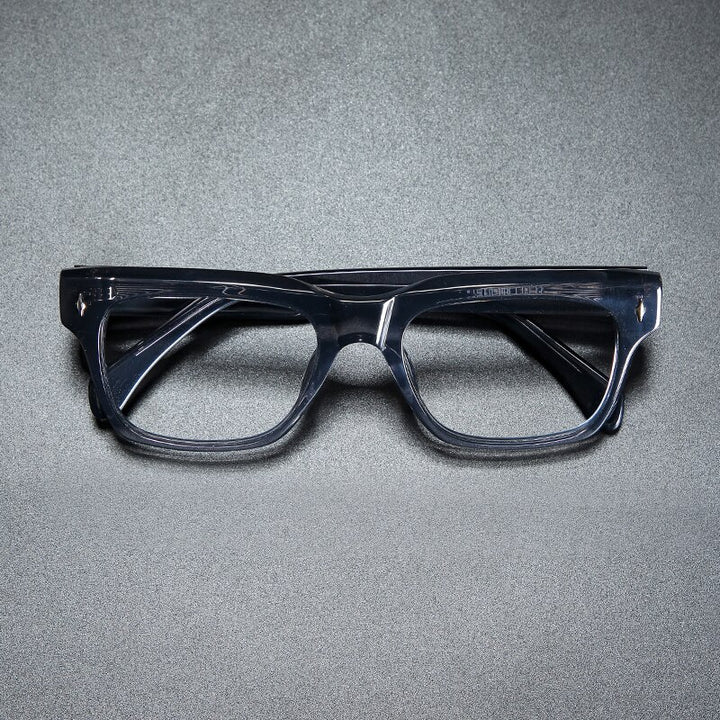 Gatenac Unisex Full Rim Square Acetate Rivet Eyeglasses Gxyj918 Full Rim Gatenac