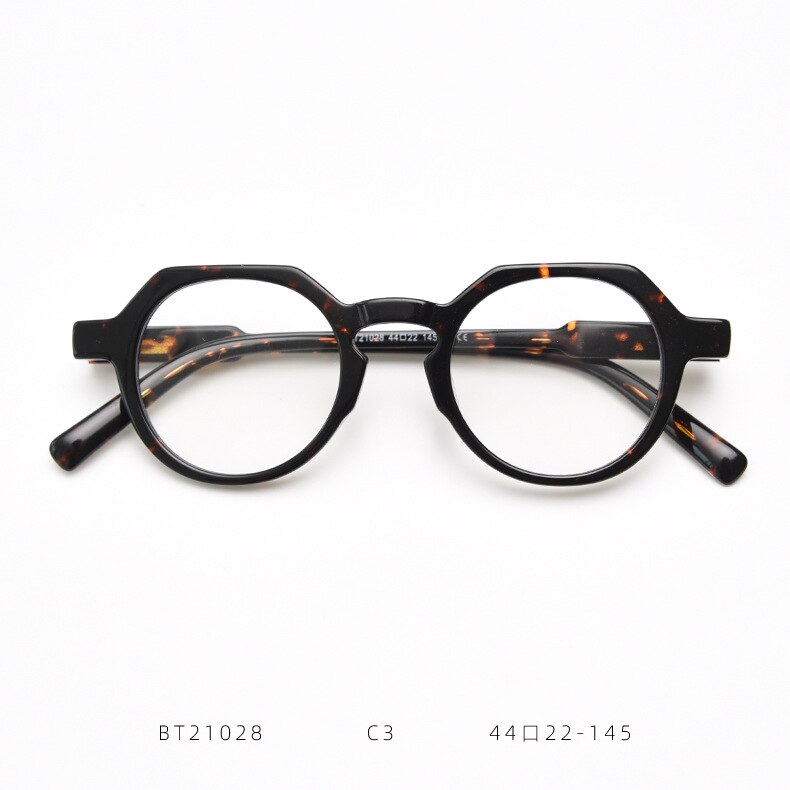 CCspace Unisex Full Rim Polygon Acetate Eyeglasses 55273 Full Rim CCspace Leopard China