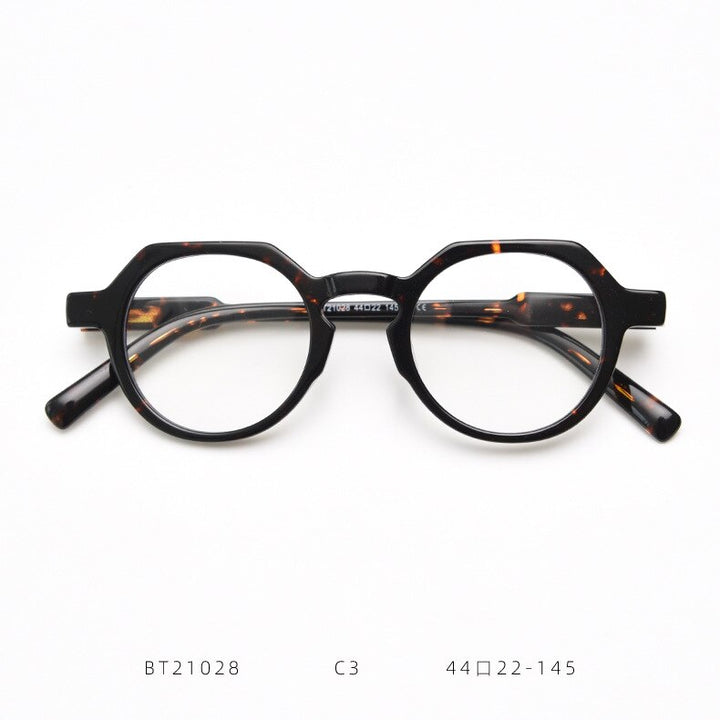 CCspace Unisex Full Rim Polygon Acetate Eyeglasses 55273 Full Rim CCspace Leopard China