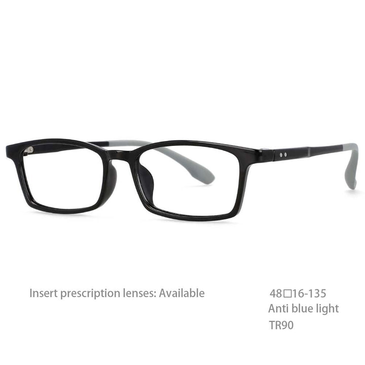 CCspace Unisex Youth Size Full Rim Rectangle Tr 90 Titanium Frame Eyeglasses 54465 Full Rim CCspace China black