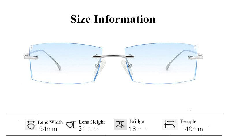 Chashma Ottica Men's Rimless Square Rectangle Titanium Eyeglasses Tinted Lenses 98069 Rimless Chashma Ottica