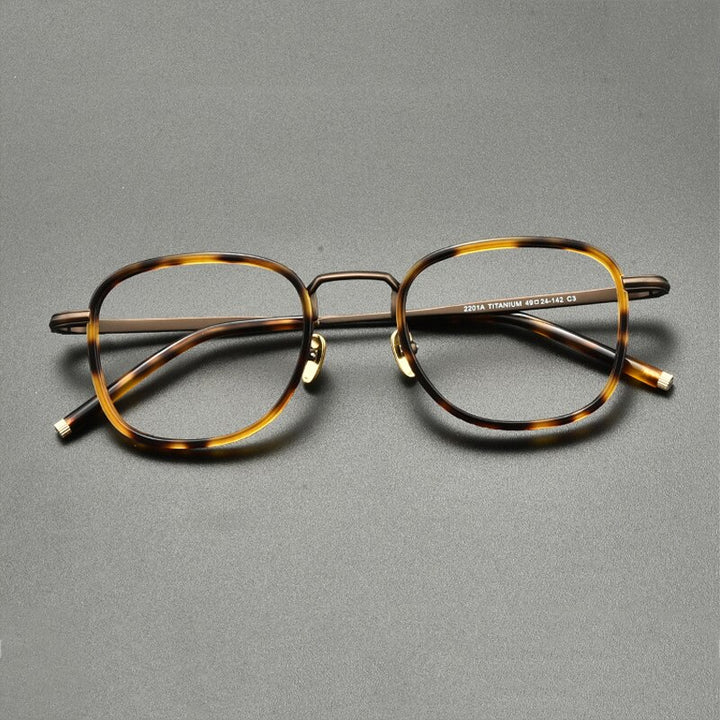 Gatenac Unisex Full Rim Square Titanium Acetate Eyeglasses Gxyj848 Full Rim Gatenac Tortoise