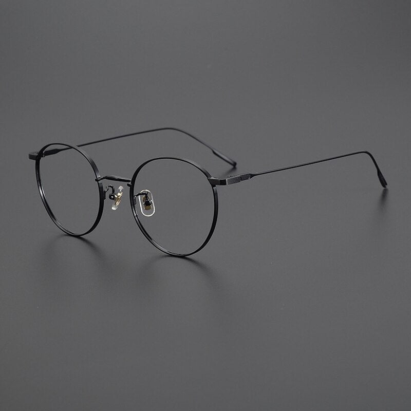 Gatenac Unisex Full Rim Round Titanium Eyeglasses Gxyj1011 Full Rim Gatenac Black