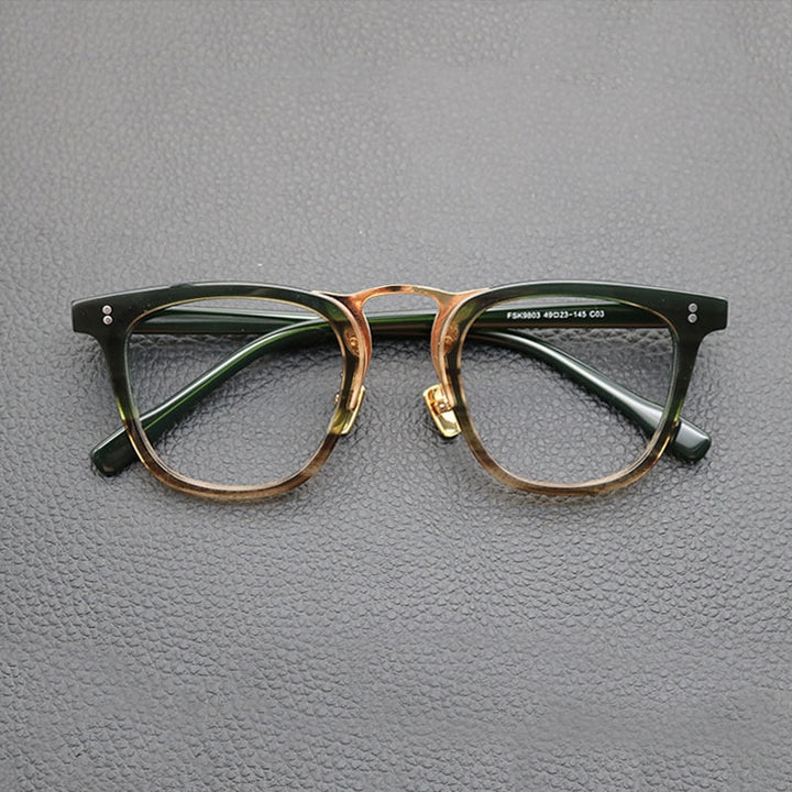 Gatenac Unisex Full Rim Oval Square Acetate Eyeglasses Gxyj843 Full Rim Gatenac Green