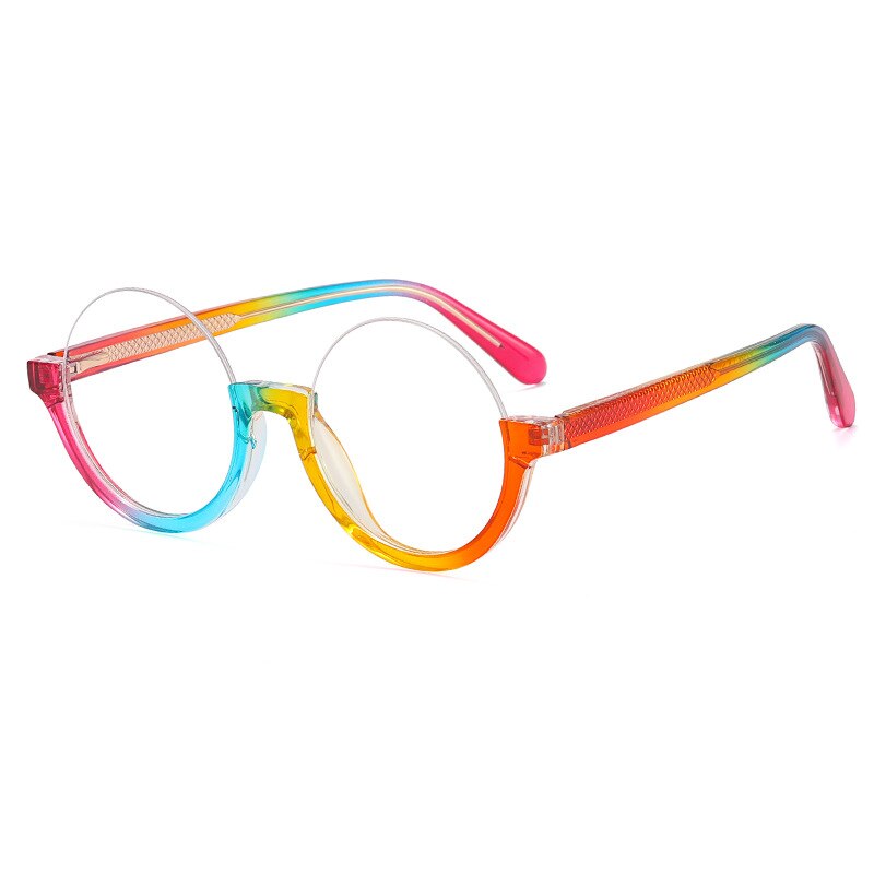 CCspace Unisex Semi Rim Round Tr 90 Titanium Eyeglasses 55611 Semi Rim CCspace China Rainbow