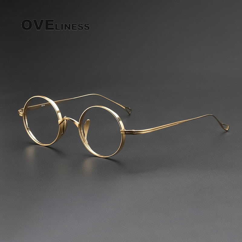 Oveliness Unisex Full Rim Round Titanium Eyeglasses 10518 Full Rim Oveliness Gold
