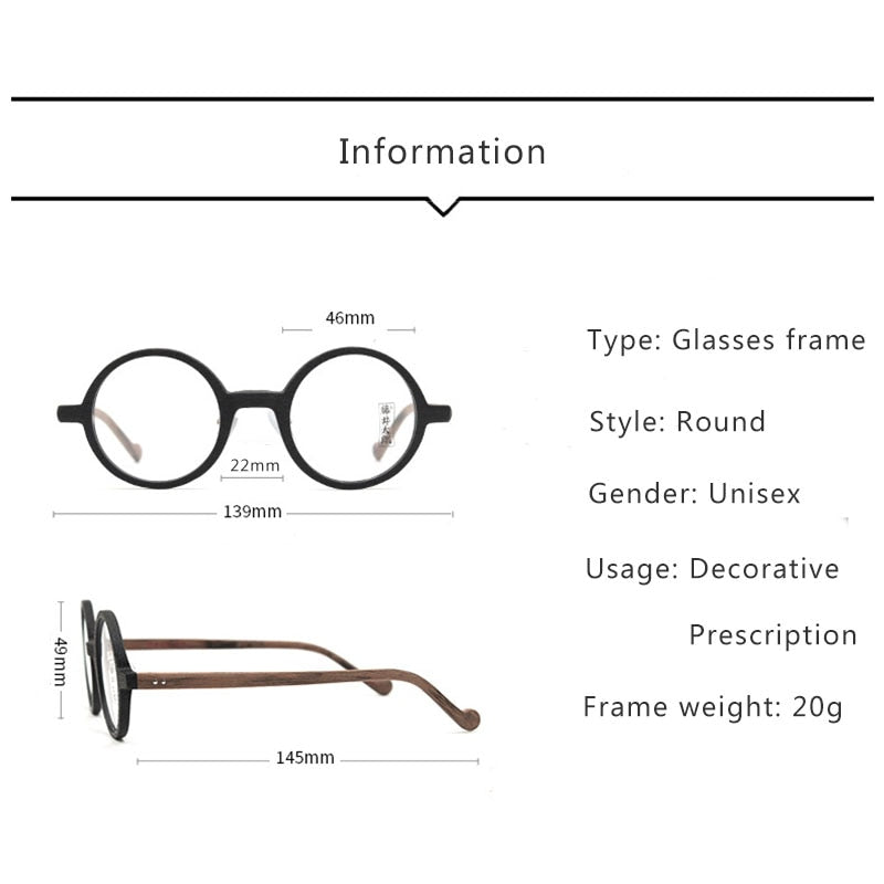 Hdcrafter Unisex Full Rim Round Wood Eyeglasses Ft21711109 Full Rim Hdcrafter Eyeglasses