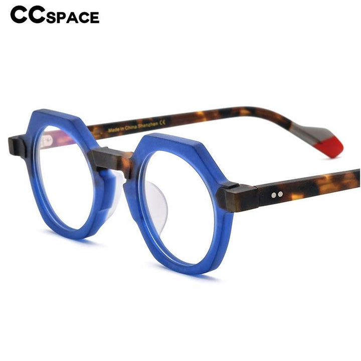 CCspace Unisex Full Rim Irregular Round Acetate Eyeglasses 55099 Full Rim CCspace