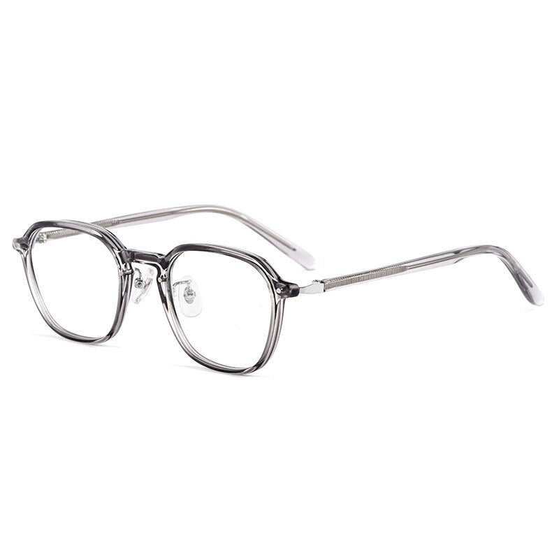 Yimaruili Unisex Full Rim Small Oval Acetate Alloy Eyeglasses KBT98C51 Full Rim Yimaruili Eyeglasses Transparent Gray