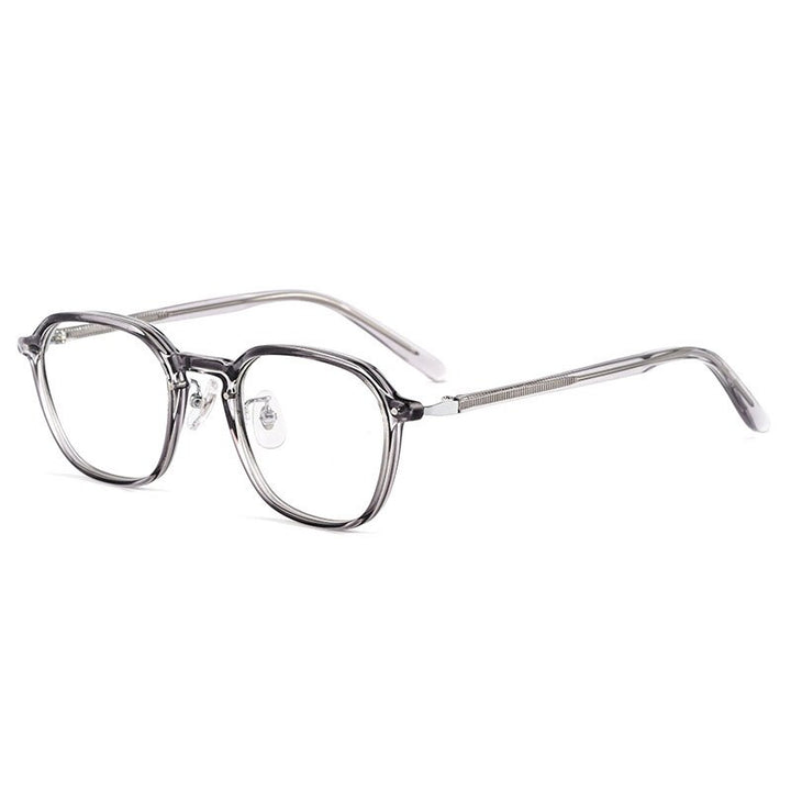 Yimaruili Unisex Full Rim Small Oval Acetate Alloy Eyeglasses KBT98C51 Full Rim Yimaruili Eyeglasses Transparent Gray