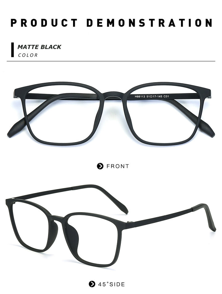 Chashma Unisex Full Rim Ultem Titanium Square Frame Eyeglasses 66113 Full Rim Chashma