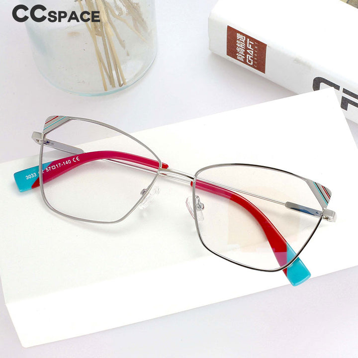 CCspace Women's Full Rim Square Cat Eye Alloy Frame Eyeglasses 54125 Full Rim CCspace