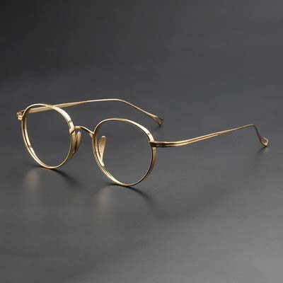 CCspace Unisex Full Rim Hand Crafted Round Titanium Frame Eyeglasses 54595 Full Rim CCspace Gold-round China