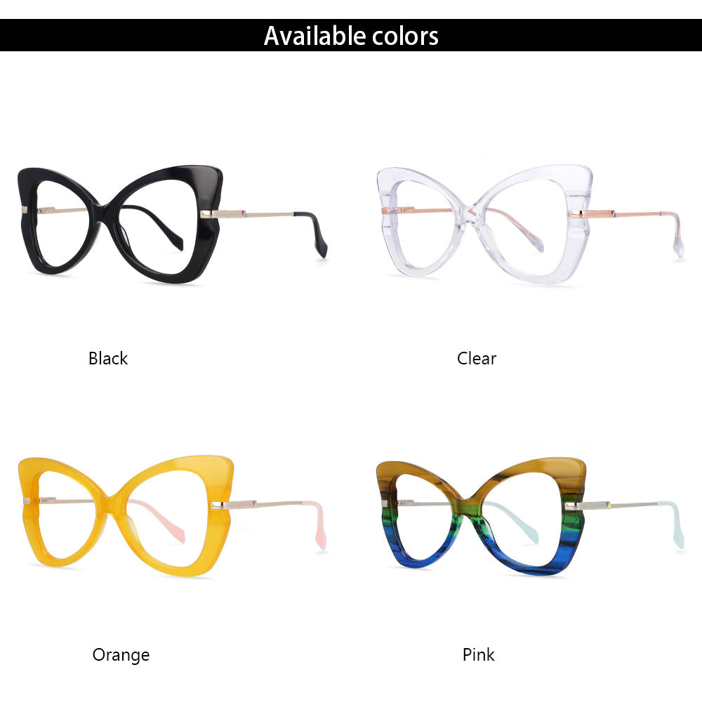 CCspace Women's Full Rim Oversized Acetate Alloy Butterfly Frame Eyeglasses 54326 Full Rim CCspace