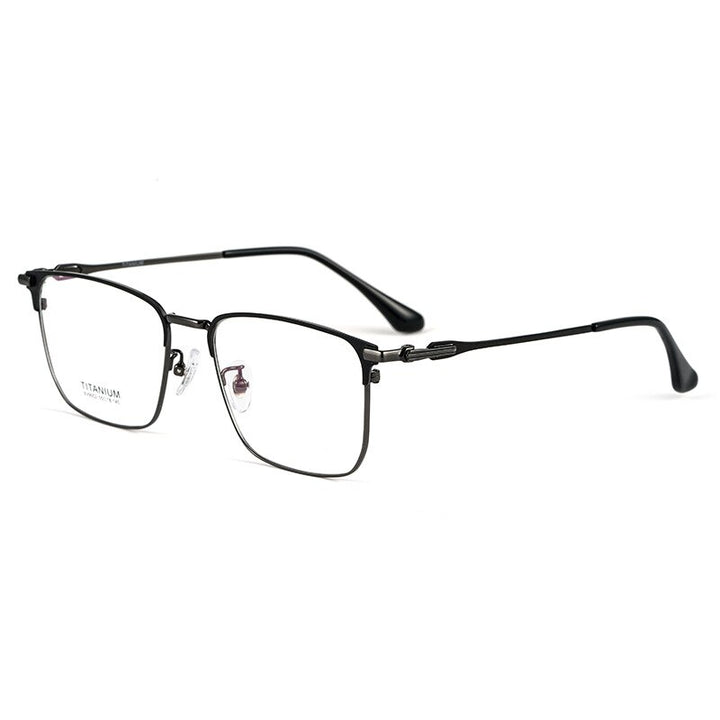 Hotochki Men's Semi Rim Square Titanium Alloy Frame Eyeglasses Bv9002 Semi Rim Hotochki