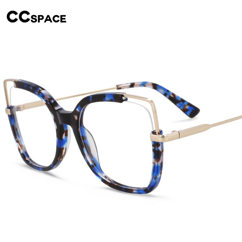 CCspace Women's Full Rim Square Acetate Alloy Eyeglasses 55328 Full Rim CCspace
