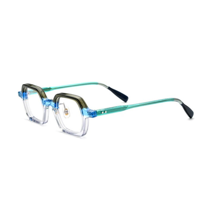 CCspace Unisex Full Rim Small Irregular Square Acetate Eyeglasses 54705 Full Rim CCspace Light blue China