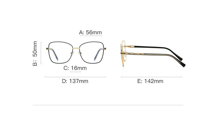 CCspace Unisex Full Rim Square Alloy Eyeglasses 55529 Full Rim CCspace