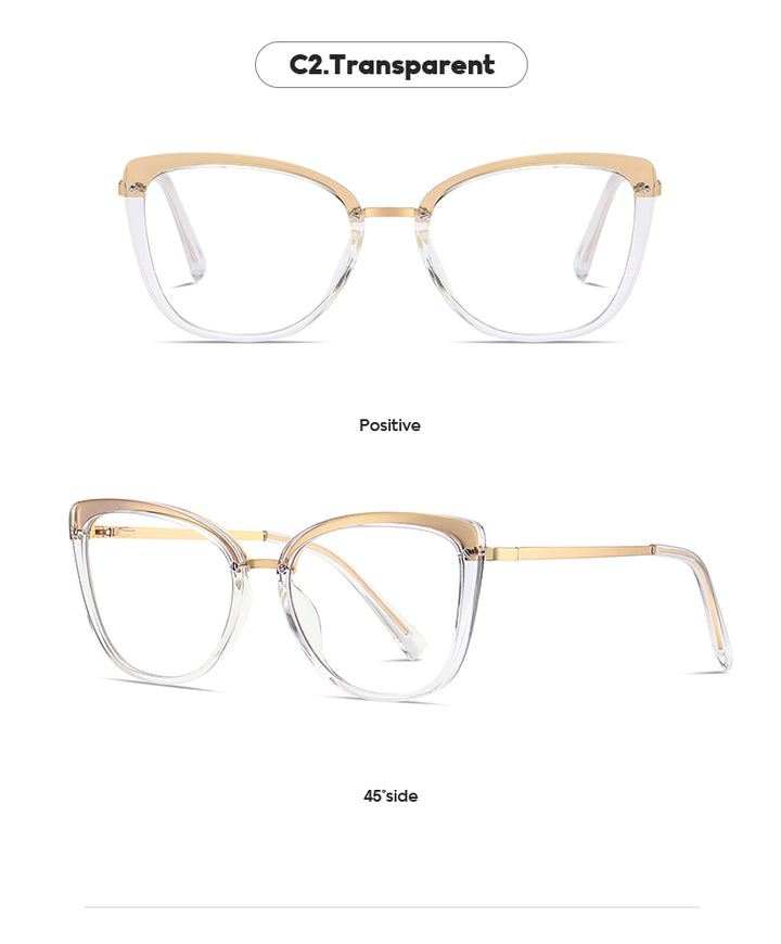 Gmei Women's Full Rim TR 90 Metal Cat Eye Frame Eyeglasses 2076 Full Rim Gmei Optical