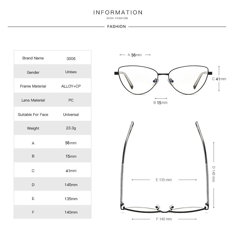 Gmei Women's Full Rim Alloy Cat Eye Frame Eyeglasses 3006 Full Rim Gmei Optical