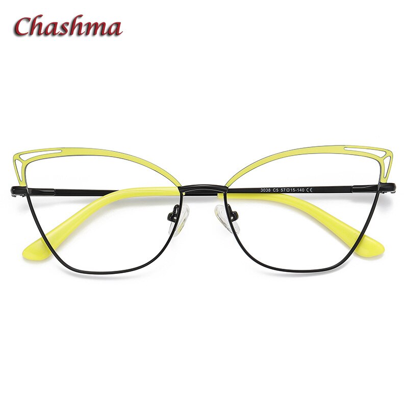 Chashma Ochki Women Full Rim Square Cat Eye Stainless Steel Eyeglasses 3038 Full Rim Chashma Ochki C5  