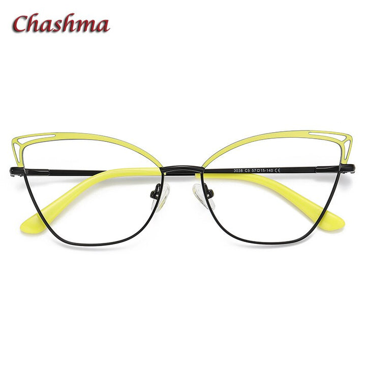 Chashma Ochki Women Full Rim Square Cat Eye Stainless Steel Eyeglasses 3038 Full Rim Chashma Ochki C5  
