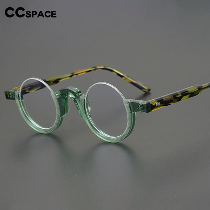 CCspace Unisex Semi Rim Round Acetate Eyeglasses 55258 Semi Rim CCspace